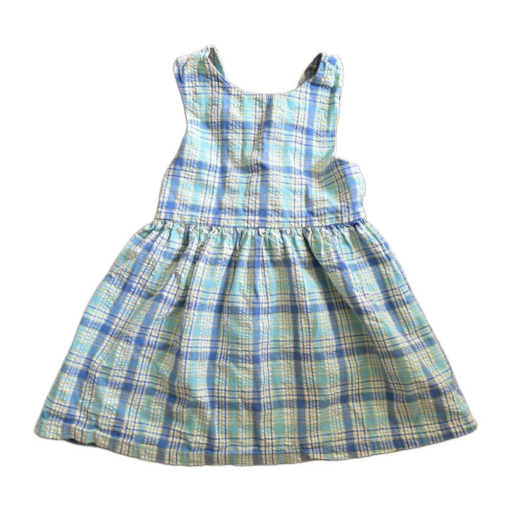 Vintage Healthtex Plaid Seersucker Dress Girls 6 Cottagecore 90s